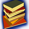 Logo. Stack of books.